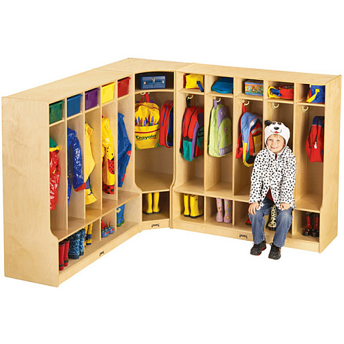 Jonti-Craft Corner Step Coat Locker 50.50" Height x 24" Width x 17.50" Depth - Sturdy, Light Duty, Heavy Duty - Baltic - Baltic Birch Plywood - 1 Each (6686JC)