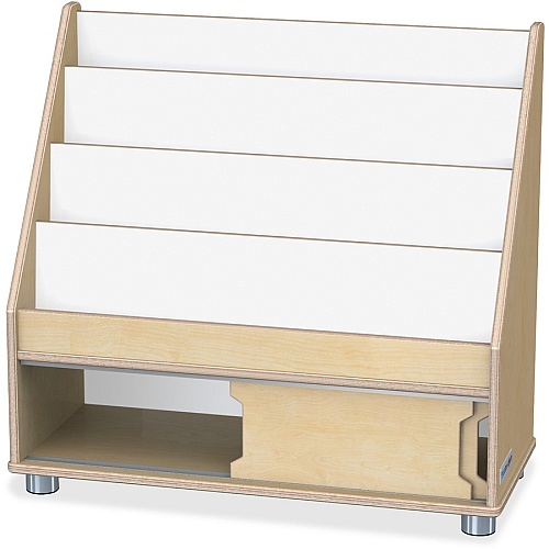 Jonti-Craft TrueModern Book Rack 4 Pocket(s) - 28.50" Height x 30" Width x 13.50" Depth - Sliding Door, Durable, Rounded Corner - Baltic - Anodized Aluminum, Baltic Birch - 1 Each (1728JC)