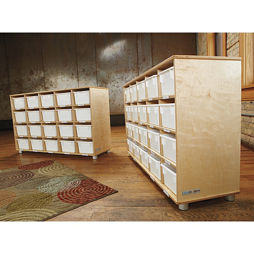 Jonti-Craft TrueModern 20-cubbie Shelf Unit 20 Compartment(s) - 29.50" Height x 48.50" Width x 15" Depth - Durable, Rounded Corner, Yellowing Resistant - UV Acrylic - Baltic - Anodized Aluminum, Baltic Birch - 1 Each (1715JC)