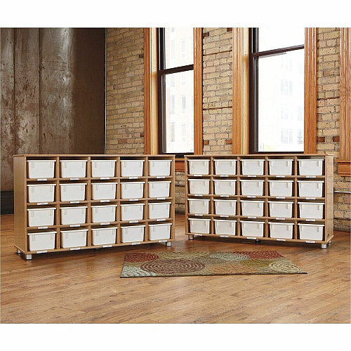Jonti-Craft TrueModern 20-Cubbie Bins Storage 20 Compartment(s) - 29.50" Height x 48.50" Width x 15" Depth - Durable, Rounded Corner, Yellowing Resistant - UV Acrylic - Baltic, White - Anodized Aluminum, Baltic Birch - 1 Each (1716JC)