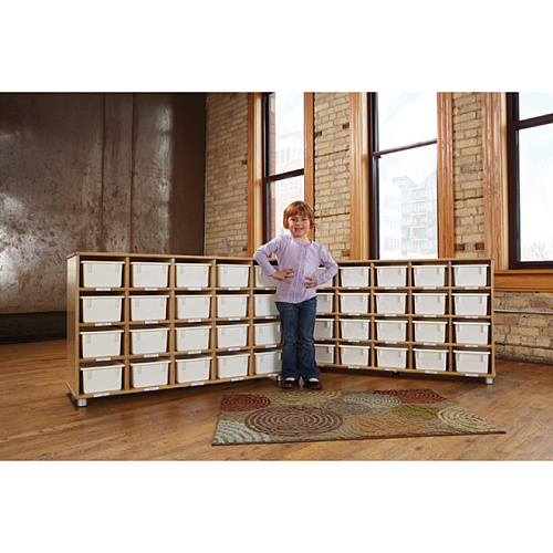 Jonti-Craft TrueModern 20-Cubbie Bins Storage 20 Compartment(s) - 29.50" Height x 48.50" Width x 15" Depth - Durable, Rounded Corner, Yellowing Resistant - UV Acrylic - Baltic, White - Anodized Aluminum, Baltic Birch - 1 Each (1716JC)