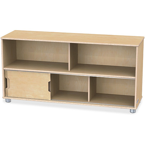 Jonti-Craft TrueModern Storage Shelves 24" Height x 48.50" Width x 15" Depth - Durable, Yellowing Resistant, Rounded Corner, Sliding Door - UV Acrylic - Baltic - Anodized Aluminum, Baltic Birch - 1 Each (1717JC)