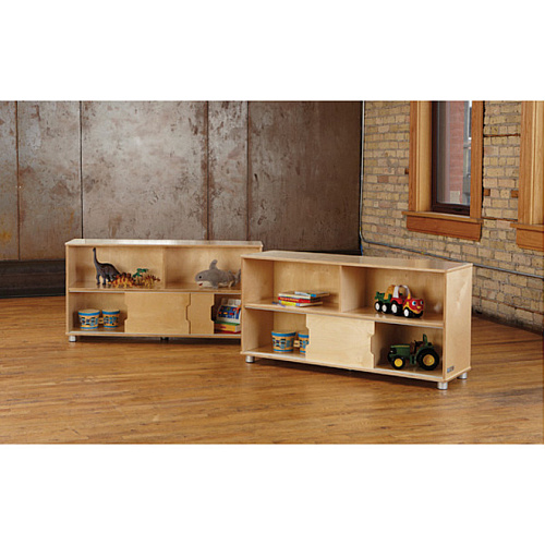 Jonti-Craft TrueModern Storage Shelves 24" Height x 48.50" Width x 15" Depth - Durable, Yellowing Resistant, Rounded Corner, Sliding Door - UV Acrylic - Baltic - Anodized Aluminum, Baltic Birch - 1 Each (1717JC)