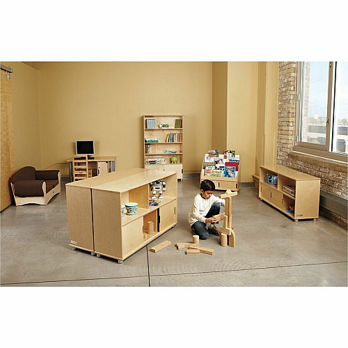 TrueModern TrueModern Storage Shelves 29.50" Height x 48.50" Width x 15" Depth - Durable, Yellowing Resistant, Rounded Corner, Sliding Door - UV Acrylic - Baltic - Anodized Aluminum, Baltic Birch - 1 Each (1718JC)