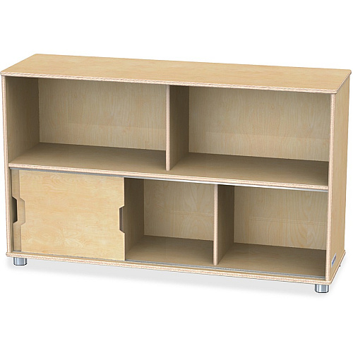 TrueModern TrueModern Storage Shelves 29.50" Height x 48.50" Width x 15" Depth - Durable, Yellowing Resistant, Rounded Corner, Sliding Door - UV Acrylic - Baltic - Anodized Aluminum, Baltic Birch - 1 Each (1718JC)