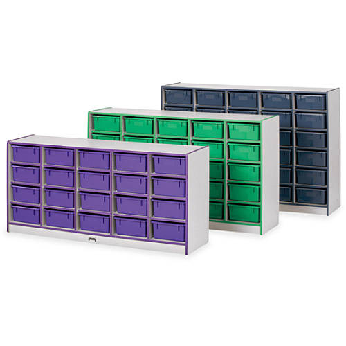Jonti-Craft Rainbow Accents Mobile Tub Bin Storage 30 Compartment(s) - 42" Height x 60" Width x 15" Depth - Durable, Laminated - Blue - Hard Rubber - 1 Each (4031JCWW003)