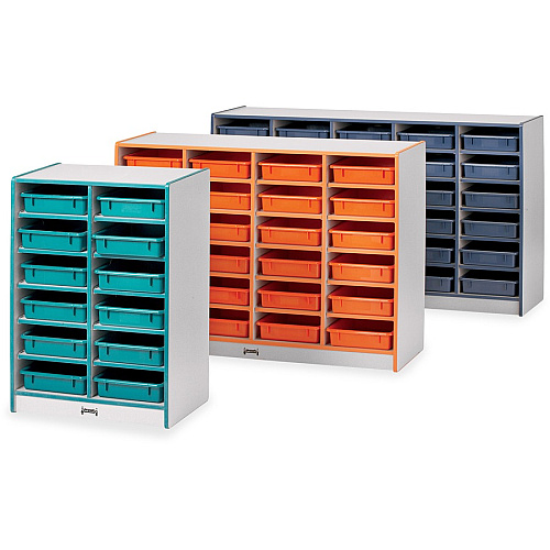 Jonti-Craft Rainbow Accents Mobile Paper-Tray Storage 30 Compartment(s) - 35.50" Height x 60" Width x 15" Depth - Chip Resistant, Laminated - Purple - Rubber - 1 Each (0931JCWW004)