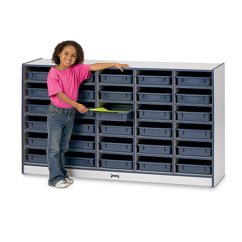 Jonti-Craft Rainbow Accents Mobile Paper-Tray Storage 30 Compartment(s) - 35.50" Height x 60" Width x 15" Depth - Chip Resistant, Laminated - Teal - Rubber - 1 Each (0931JCWW005)