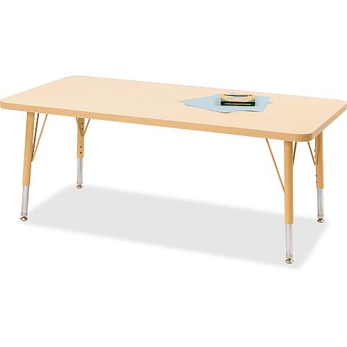 Jonti-Craft Berries Elementary Maple Top/Edge Rectangle Table Laminated Rectangle, Maple Top - Four Leg Base - 4 Legs - Height Adjustable - 15" to 24" Adjustment - 36" Table Top Length x 24" Table Top Width x 1.13" Table Top Thickness - 24" H (6478JCE251)