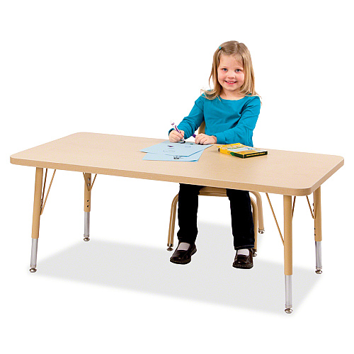 Jonti-Craft Berries Adult Height Maple Top/Edge Square Table Laminated Square, Maple Top - Four Leg Base - 4 Legs - Height Adjustable - 24" to 31" Adjustment - 48" Table Top Length x 48" Table Top Width x 1.13" Table Top Thickness - 31" Heigh (6418JCA251)