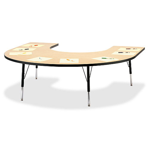 Jonti-Craft Berries Adult Black Edge Horseshoe Table Laminated Horseshoe-shaped, Maple Top - Four Leg Base - 4 Legs - Height Adjustable - 24" to 31" Adjustment - 66" Table Top Length x 60" Table Top Width x 1.13" Table Top Thickness - 31" Hei (6445JCA011)
