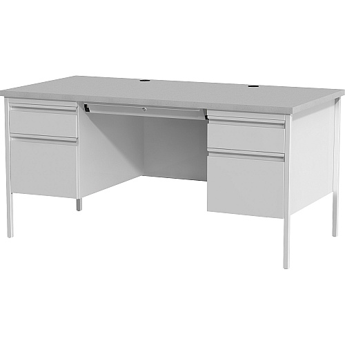 Lorell Fortress Series Double-Pedestal Desk 30" Height x 29.50" Width x 60" Depth - File, Office - Gray, Laminated - Steel - 1 Each (LLR60935)