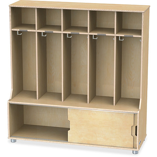 Jonti-Craft TrueModern 5-space Metal Coat Hook Cubbie Locker 5 Compartment(s) - 50" Height x 48.50" Width x 17.50" Depth - Hanging Hook, Sliding Door, Durable, Rounded Corner - Baltic - Anodized Aluminum - 1 Each (1720JC)