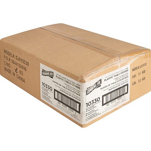 Genuine Joe Plastic Round Tablecovers 84" Diameter - Plastic - White - 6/Pack - 4 / Carton (GJO10330CT)