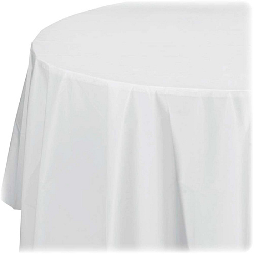 Genuine Joe Plastic Round Tablecovers 84" Diameter - Plastic - White - 6/Pack - 4 / Carton (GJO10330CT)