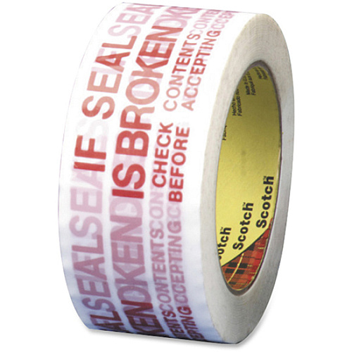 Scotch Preprinted Message Seal Broken Tape 109.36 yd Length x 1.88" Width - 3" Core - White, Red - 1.20 mil - Polypropylene Film Backing - Abrasion Resistant, Moisture Resistant, Scuff Resistant, Nick Resistant, Chemical Resistant, Tear Resistant (3771CT)