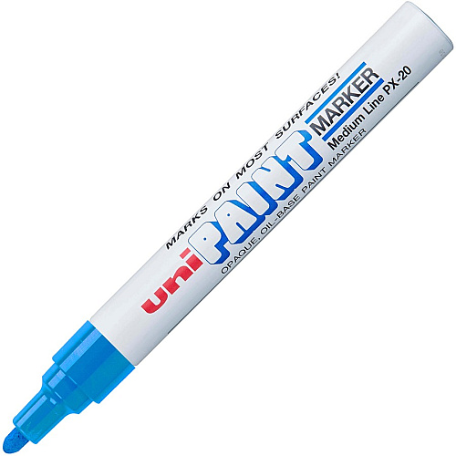 uni-ball uni&reg; uni-Paint PX-20 Oil-Based Paint Marker Medium Marker Point - Blue Ink - Oil Based - White Barrel - 1 Dozen (63603DZ)