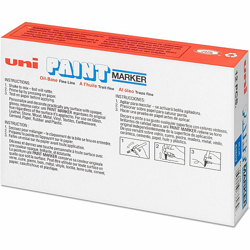 uni-ball uni&reg; uni-Paint PX-20 Oil-Based Paint Marker Medium Marker Point - Blue Ink - Oil Based - White Barrel - 1 Dozen (63603DZ)