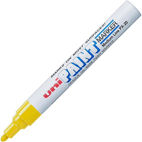 uni-ball uni&reg; uni-Paint PX-20 Oil-Based Paint Marker Medium Marker Point - Yellow Ink - Oil Based - White Barrel - 1 Dozen (63605DZ)