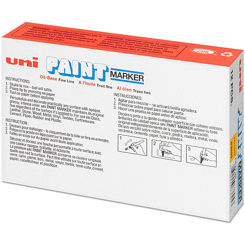 uni-ball uni&reg; uni-Paint PX-20 Oil-Based Paint Marker Medium Marker Point - Yellow Ink - Oil Based - White Barrel - 1 Dozen (63605DZ)