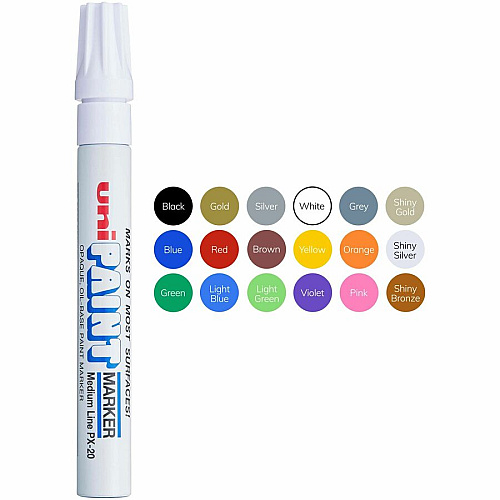 uni-ball uni&reg; uni-Paint PX-20 Oil-Based Marker Medium Marker Point - White Ink - Oil Based - White Barrel - 1 Dozen (63613DZ)