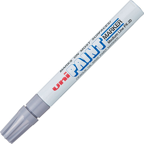 uni-ball uni&reg; uni-Paint PX-20 Oil-Based Marker Medium Marker Point - Metallic Silver Ink - Oil Based - Silver Barrel - 1 Dozen (63614DZ)
