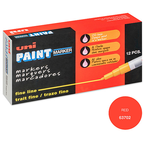uni-ball uni&reg; uni-Paint PX-21 Oil-Based Marker Fine Marker Point - Red Ink - Oil Based - 1 Dozen (63702DZ)