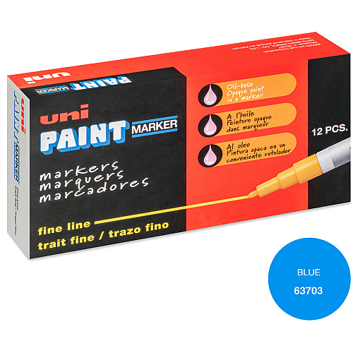 uni-ball uniball&trade; Uni-Paint PX-21 Oil-Based Fine Point Marker Fine Marker Point - Blue Ink - Oil Based - 1 Dozen (63703DZ)