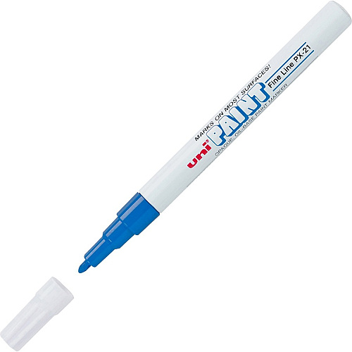 uni-ball uniball&trade; Uni-Paint PX-21 Oil-Based Fine Point Marker Fine Marker Point - Blue Ink - Oil Based - 1 Dozen (63703DZ)