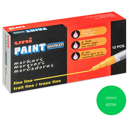 uni-ball uni&reg; uni-Paint PX-21 Oil-Based Marker Fine Marker Point - Green Ink - Oil Based - 1 Dozen (63704DZ)