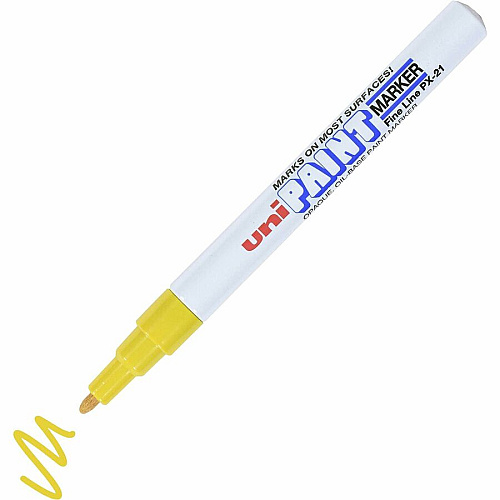 uni-ball uni&reg; uni-Paint PX-21 Oil-Based Marker Fine Marker Point - Yellow Ink - Oil Based - 1 Dozen (63705DZ)