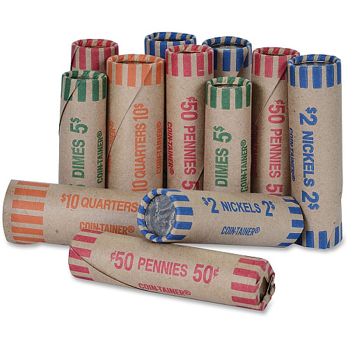 PAP-R Tubular Coin Wrappers Total $0.50 in 50 Coins of 1¢ Denomination - Heavy Duty, Burst Resistant - Kraft - Red - 1000 / Box (20001)