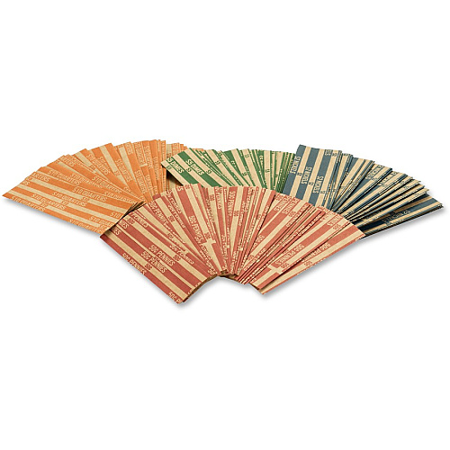 PAP-R Flat Coin Wrappers Total $0.50 in 50 Coins of 1¢ Denomination - Heavy Duty - Paper - Red - 1000 / Box (30001)
