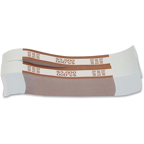 PAP-R Currency Straps 1.25" Width - Total $5,000 in $50 Denomination - Self-sealing, Self-adhesive, Durable - 20 lb Basis Weight - Kraft - White, Multi - 1000 / Pack (405000)