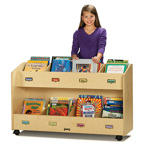 Jonti-Craft Mobile Section Book Storage Organizer 8 Compartment(s) - 29.50" Height x 48" Width x 16" Depth - Label Holder, Lockable Casters, Rounded Corner, Durable, Yellowing Resistant - Baltic - Acrylic - 1 Each (5369JC)