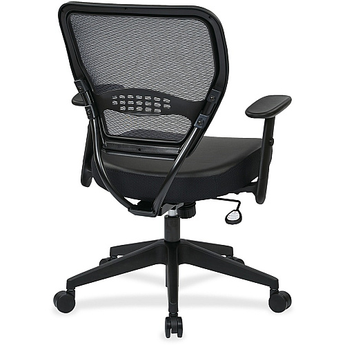 Office Star Professional Dark Air Grid Back Managers Chair Leather Seat Material - 5-star Base - Black - 1 Each (5700E)
