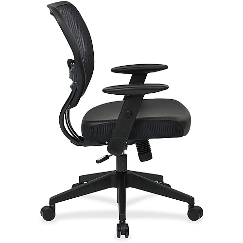 Office Star Professional Dark Air Grid Back Managers Chair Leather Seat Material - 5-star Base - Black - 1 Each (5700E)