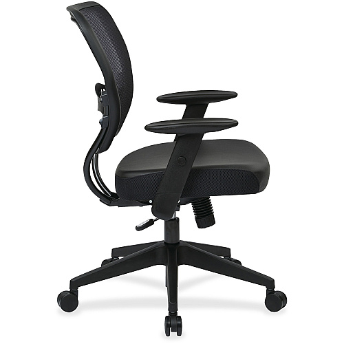 Office Star Professional Dark Air Grid Back Managers Chair Leather Seat Material - 5-star Base - Black - 1 Each (5700E)