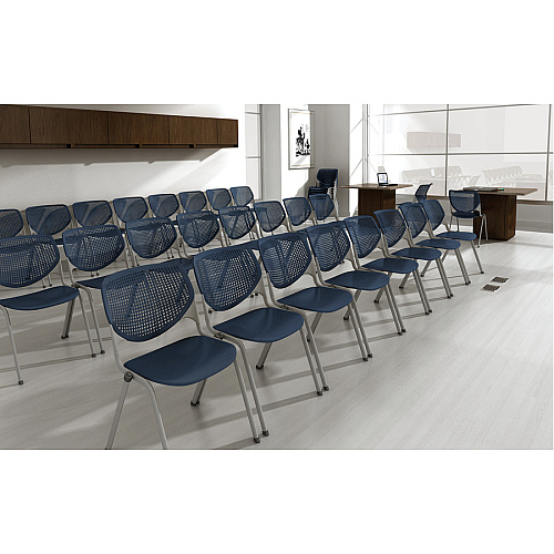 KFI "2300" Series Stack Chair White Seat Color - Polypropylene Seat Material - White Back Color - Polypropylene Back Material - Silver, Powder Coated Frame Color - Tubular Steel Frame Material - Four-legged Base - 1 Each (2300SLP08)
