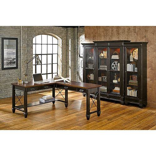 Martin Hartford Writing Desk - 3-Drawer 31" Height x 60" Width x 28" Depth - Total Drawer(s): 3 - 1 Shelve(s) - Material: Wood Veneer - Finish: Vintage Black - AC Power Outlet, USB Connection - For Keyboard, Pencil, Home Office, Decoration - 1 E (IMHF384)