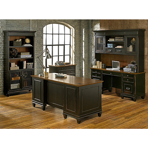 Martin Hartford Open Bookcase 78" Height x 40" Width x 14" Depth - 4 Shelve(s) - 3 Adjustable Shelf(ves) - Material: Wood Veneer, Solid Wood - Finish: Vintage Black - For Home Office, Living Area, Book, Stationary - 1 Each (IMHF4078)