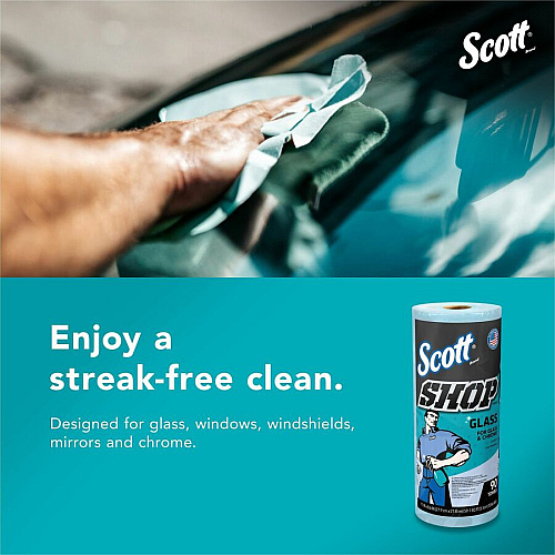 Scott Glass Cleaning Shop Towels 90 Sheets/Roll - Blue - 12 / Carton (32896)