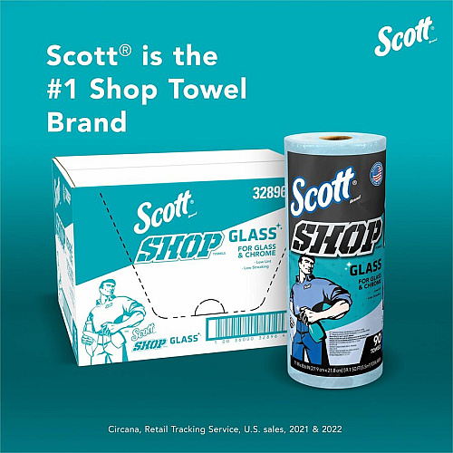 Scott Glass Cleaning Shop Towels 90 Sheets/Roll - Blue - 12 / Carton (32896)