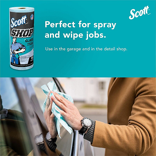 Scott Glass Cleaning Shop Towels 90 Sheets/Roll - Blue - 12 / Carton (32896)