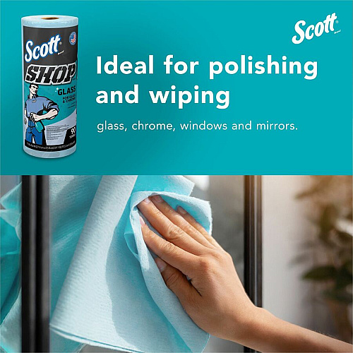 Scott Glass Cleaning Shop Towels 90 Sheets/Roll - Blue - 12 / Carton (32896)