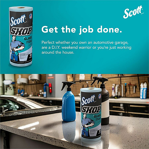 Scott Glass Cleaning Shop Towels 90 Sheets/Roll - Blue - 12 / Carton (32896)