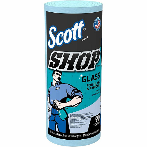 Scott Glass Cleaning Shop Towels 90 Sheets/Roll - Blue - 12 / Carton (32896)