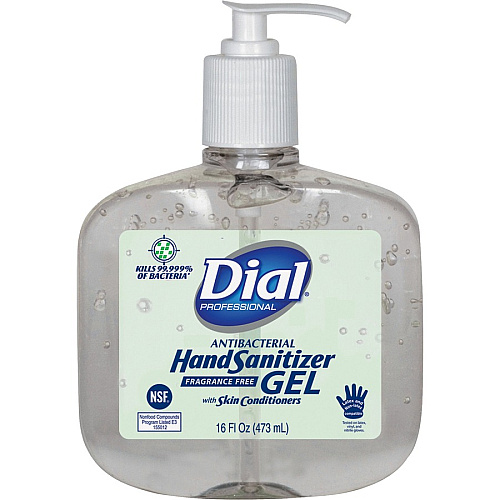 Dial Professional Hand Sanitizer 16 fl oz (473.2 mL) - Pump Bottle Dispenser - Kill Germs, Bacteria Remover - Hand - Moisturizing - Clear - Fragrance-free, Dye-free - 8 / Carton (00213)