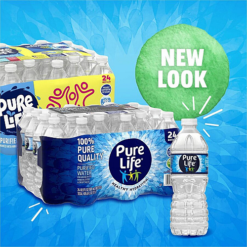 Pure Life Purified Bottled Water Ready-to-Drink - 16.91 fl oz (500 mL) - 24/Carton - 78 / Pallet (101264PL)