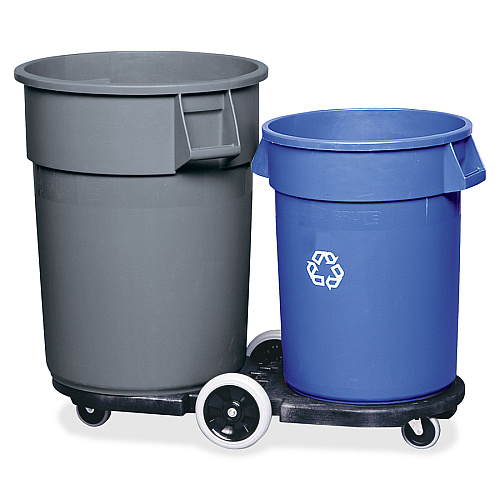 Rubbermaid Commercial Brute Tandem Dolly for 2620, 2632, 2643, 2655, 3526, 3536 Containers 400 lb Capacity - 8" , 3" Caster Size - 45" Length x 20.20" Width x 8" Height - Black - 1 Each (264600BK)